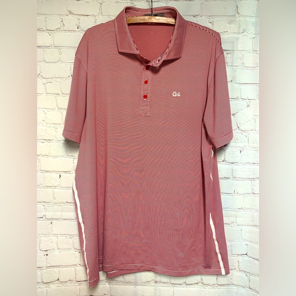 G/FORE Red and White Striped Polo G4 Shirt Size XL​